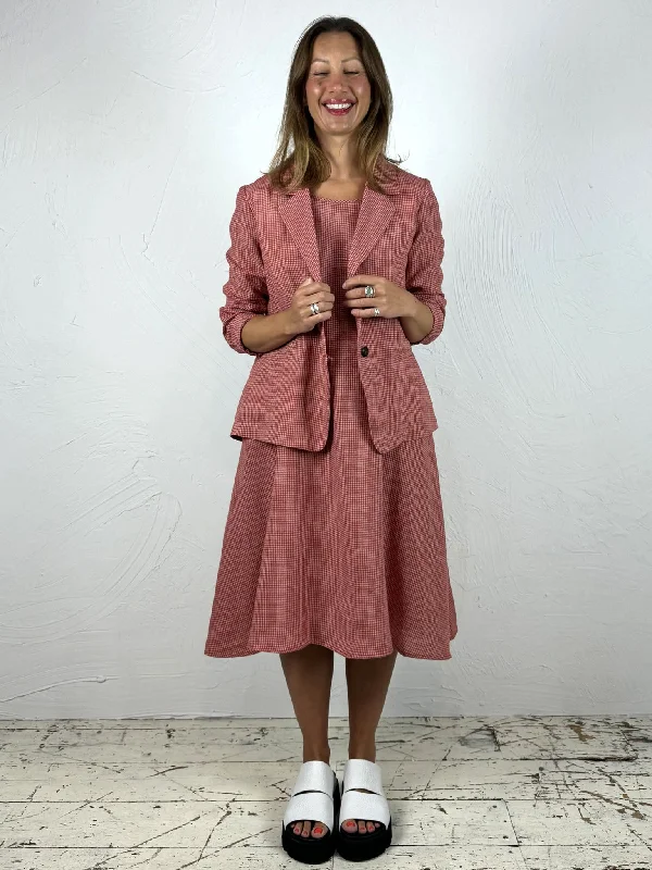 Short Flared Checked Linen Jacket 2 Colours