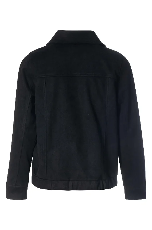 Zip thru Suede Look Jacket | Black | 4052ZZ