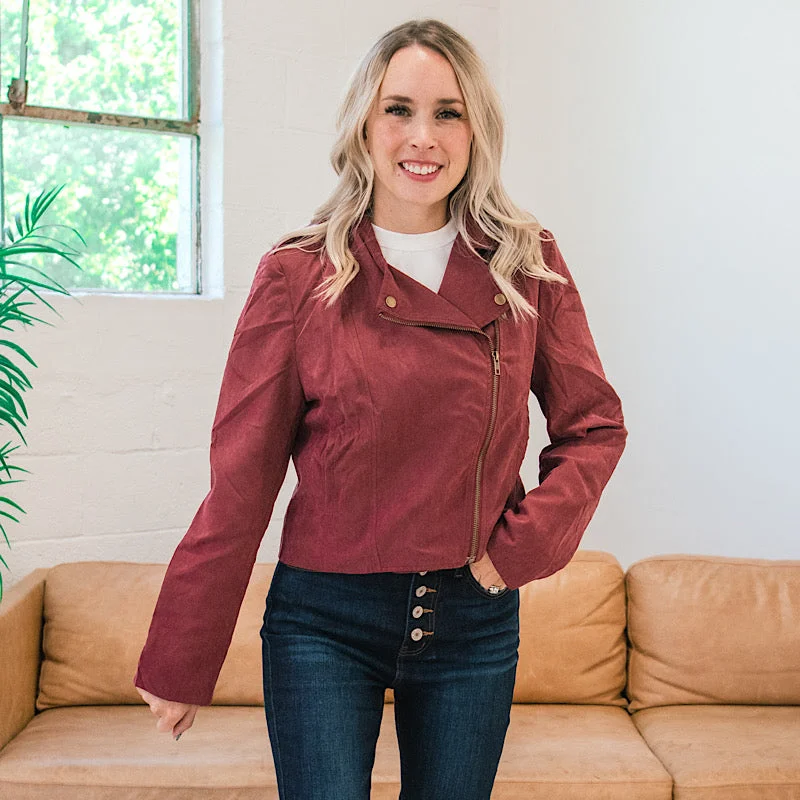 Haylie Burgundy Moto Jacket FINAL SALE