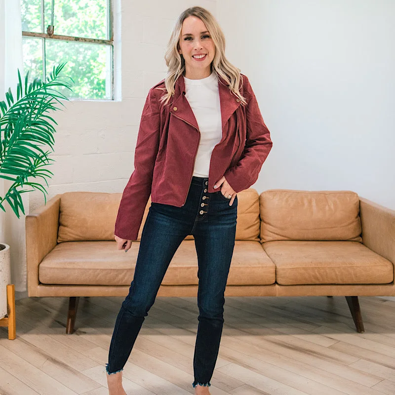 Haylie Burgundy Moto Jacket FINAL SALE