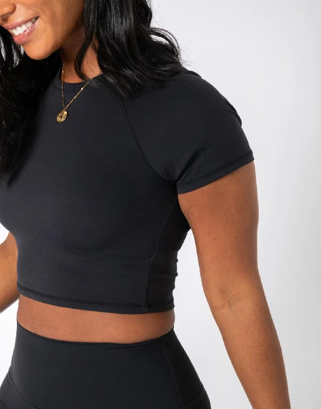 Aurora Crop Tee in Black