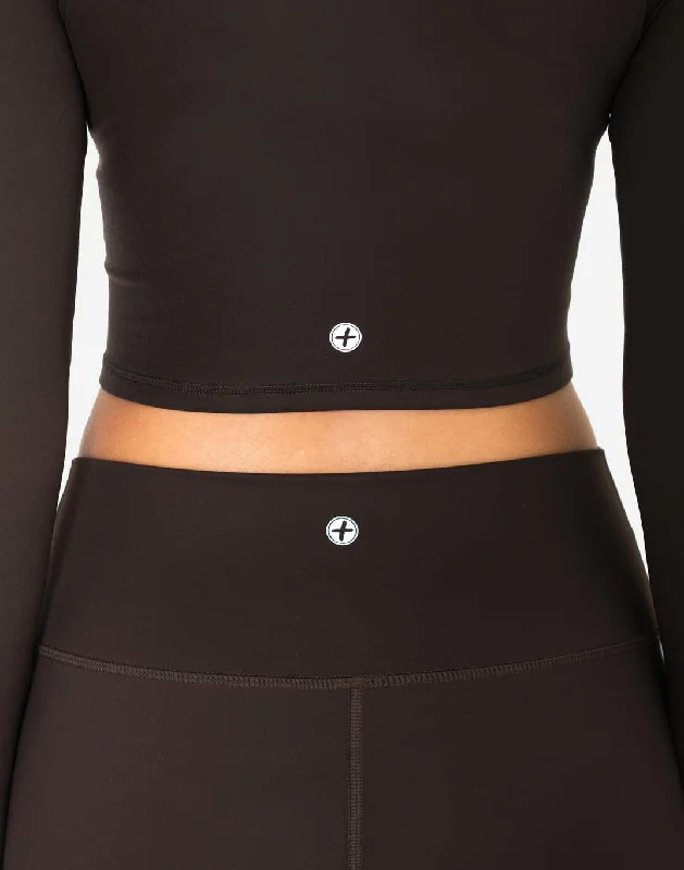 Aurora Long Sleeve Crop Tee in Espresso