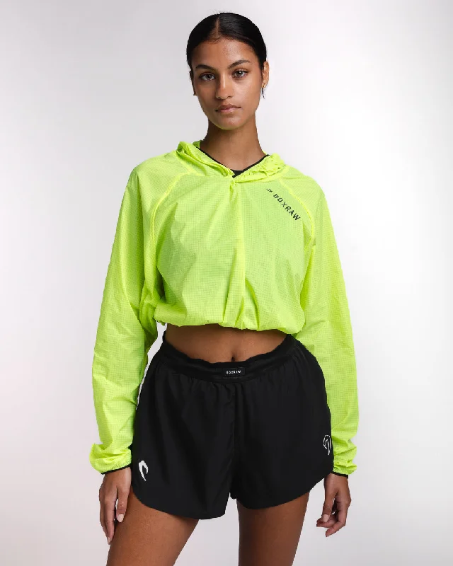 Genaro Cropped Windbreaker Hoodie - Neon Yellow