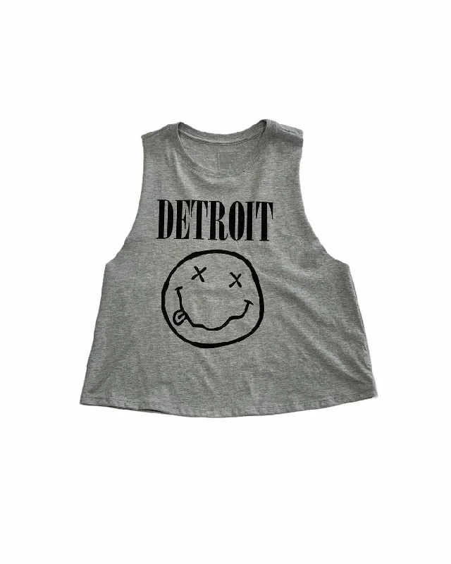 Ink Detroit Teen Spirit Racerback Crop Tank - Grey