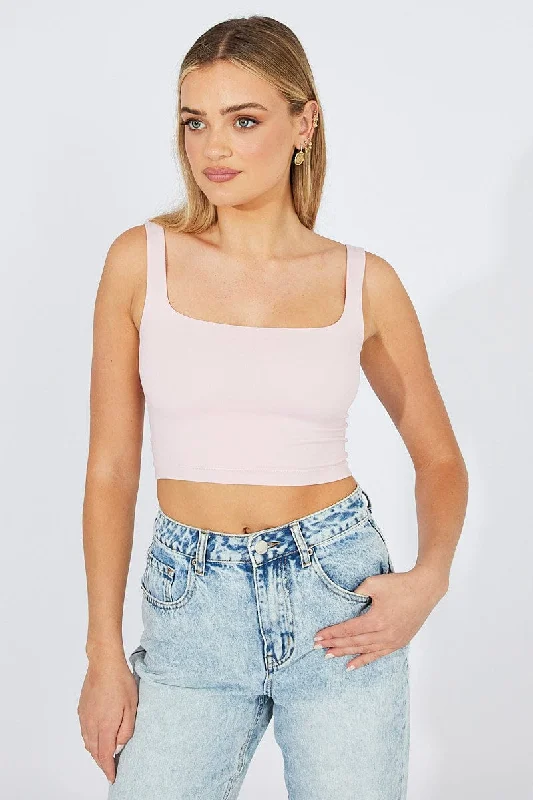 Pink Crop Tank Top Seamless