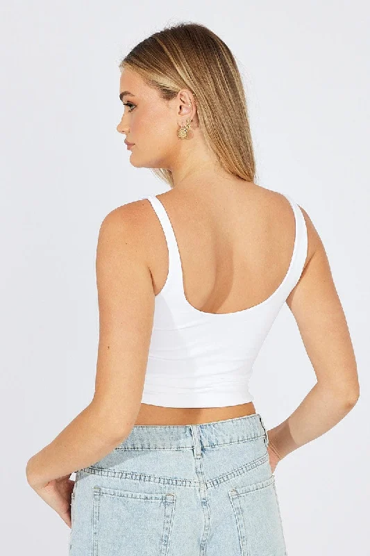 White Tank Top Square Neck Seamless