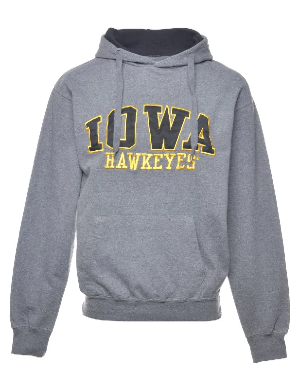 Grey IOWA Printed Hoodie - S