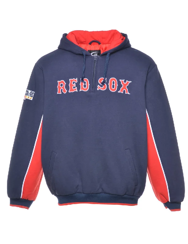 Navy Red Sox Printed Hoodie - L