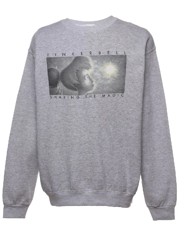 Tinkerbell Sharing The Magic Light Grey Printed Sweatshirt - L