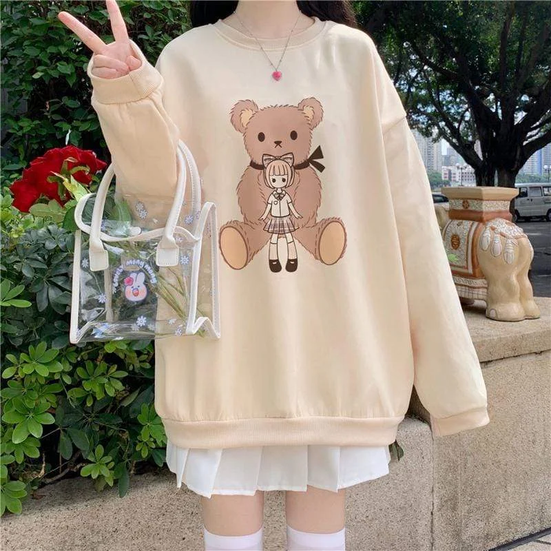 Women's Cute Bear Printed Loose Sweatshirt