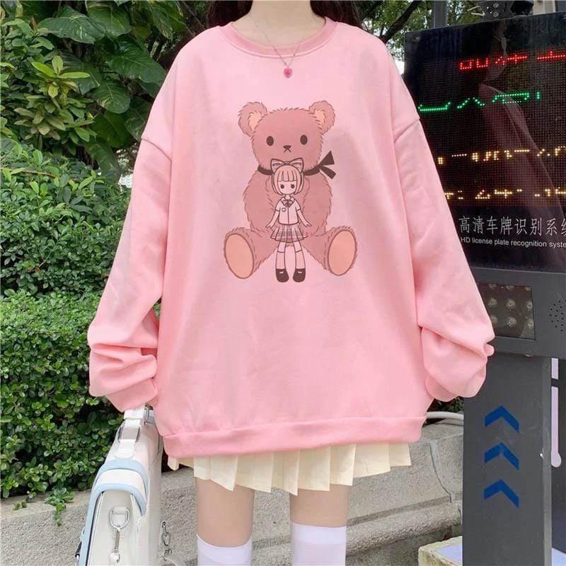 Women's Cute Bear Printed Loose Sweatshirt