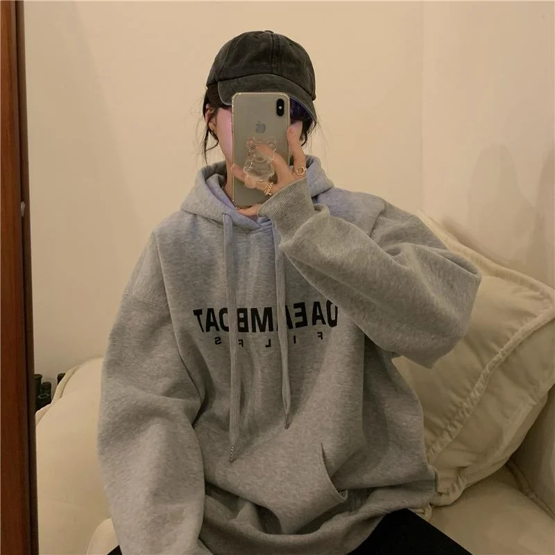 Women's Kawaii Letter Printed Loose Hoodies