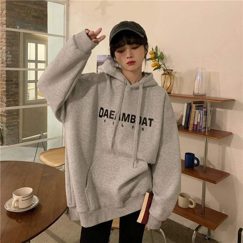 Women's Kawaii Letter Printed Loose Hoodies