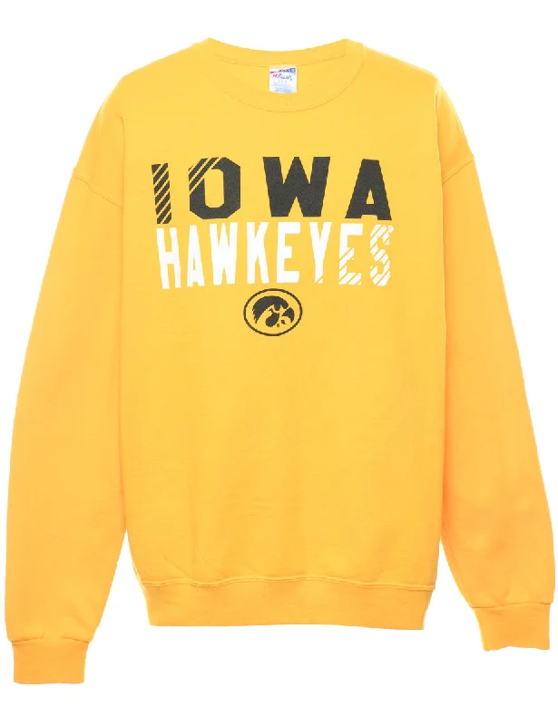 Yellow IOWA Hawkeyes Printed Sweatshirt - L