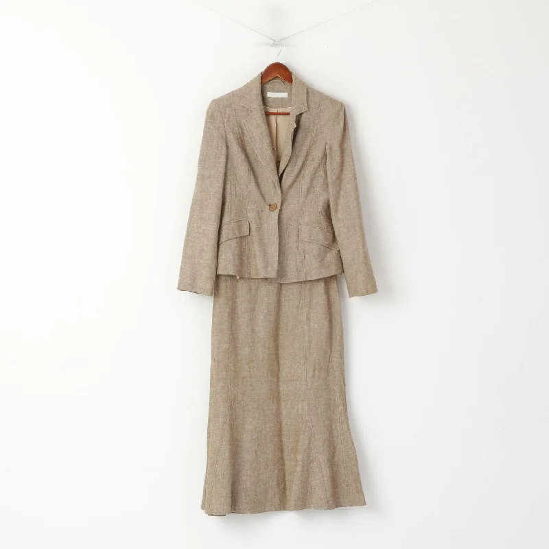 Dunnes Stores Women 12 40 S Skirt Suit Beige Linen Blazer Skirt Elegant Set