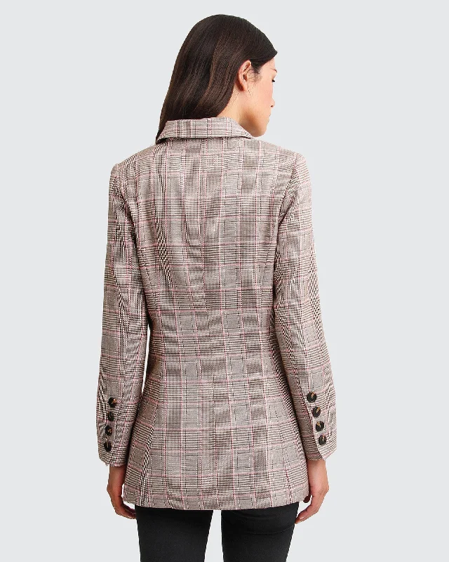 Too Cool For Work Plaid Blazer - Brown