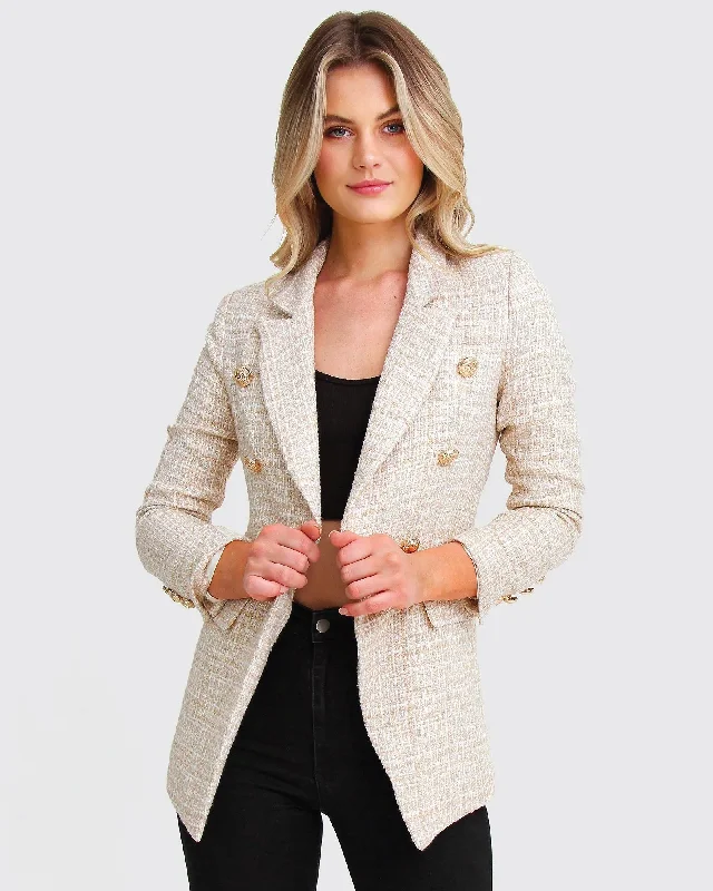 Princess Polina Tweed Blazer - Beige Marle