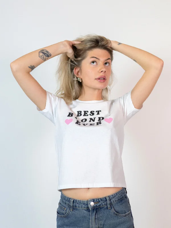 BEST BLONDE EVER, BABY TEE - HVID