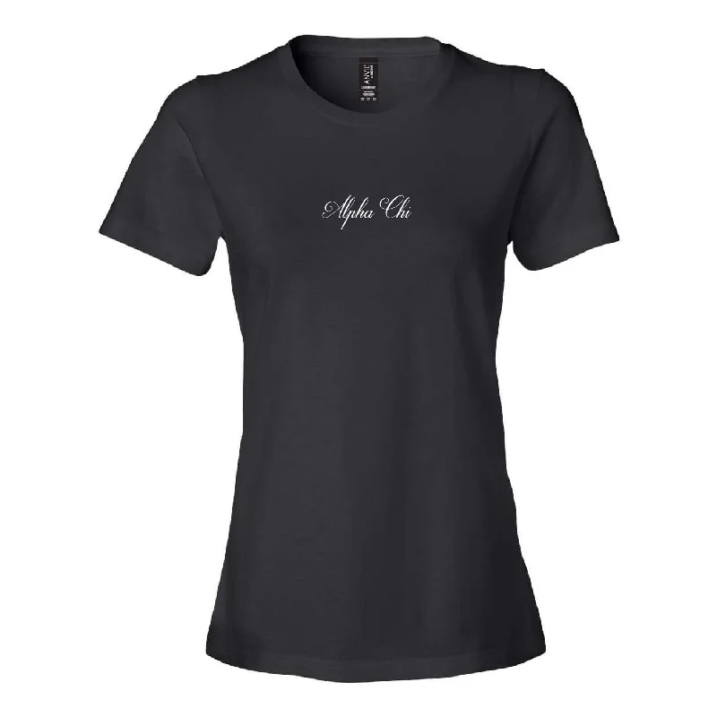 Black Cursive Embroidered Baby Tee (sororities A-D)