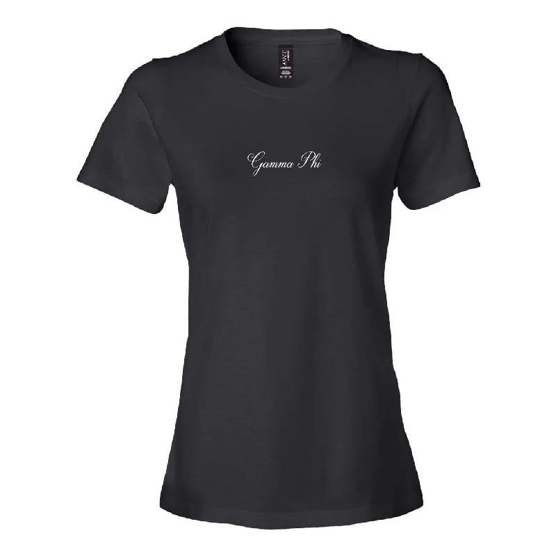 Black Cursive Embroidered Baby Tee (sororities G-Z)