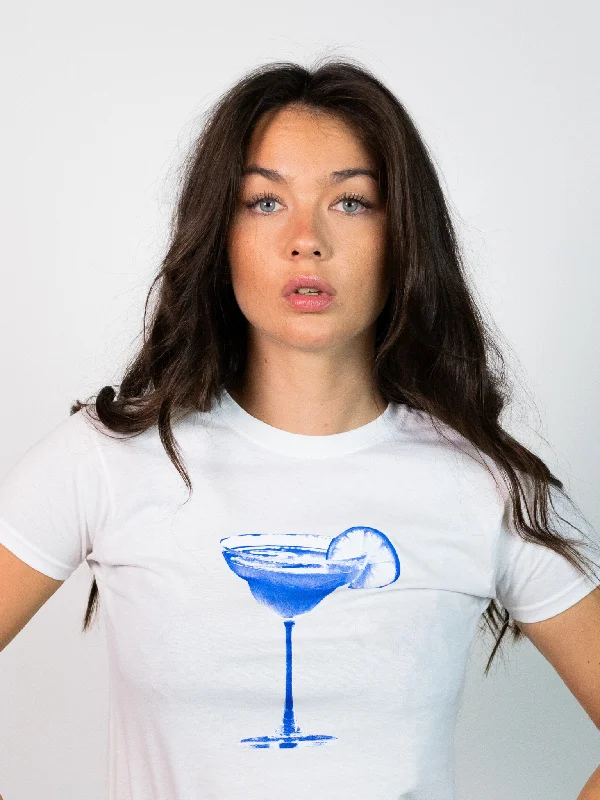 BLUE DRINK, BABY TEE - HVID