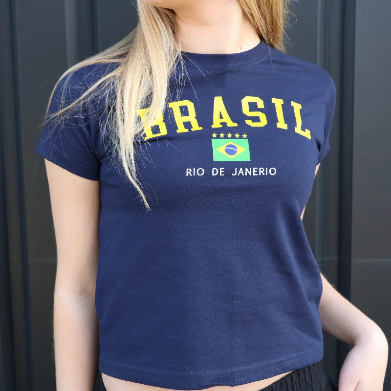 BRASIL, BABY TEE - NAVY