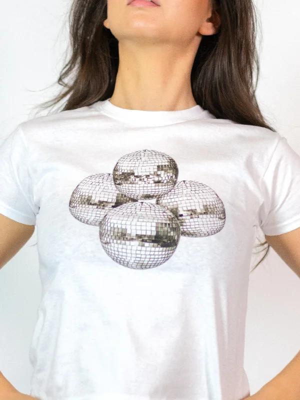 DISCO KUGLE (sort), BABY TEE - HVID