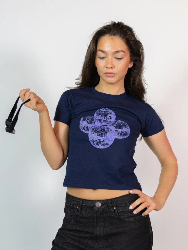 DISCO KUGLE (violet), BABY TEE - NAVY