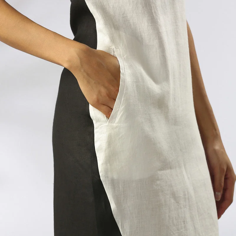 Hemp Colour Block Dress | White & Black