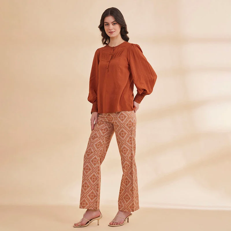 Bamboo Bemberg Top for Women | Rust | Full Sleeves