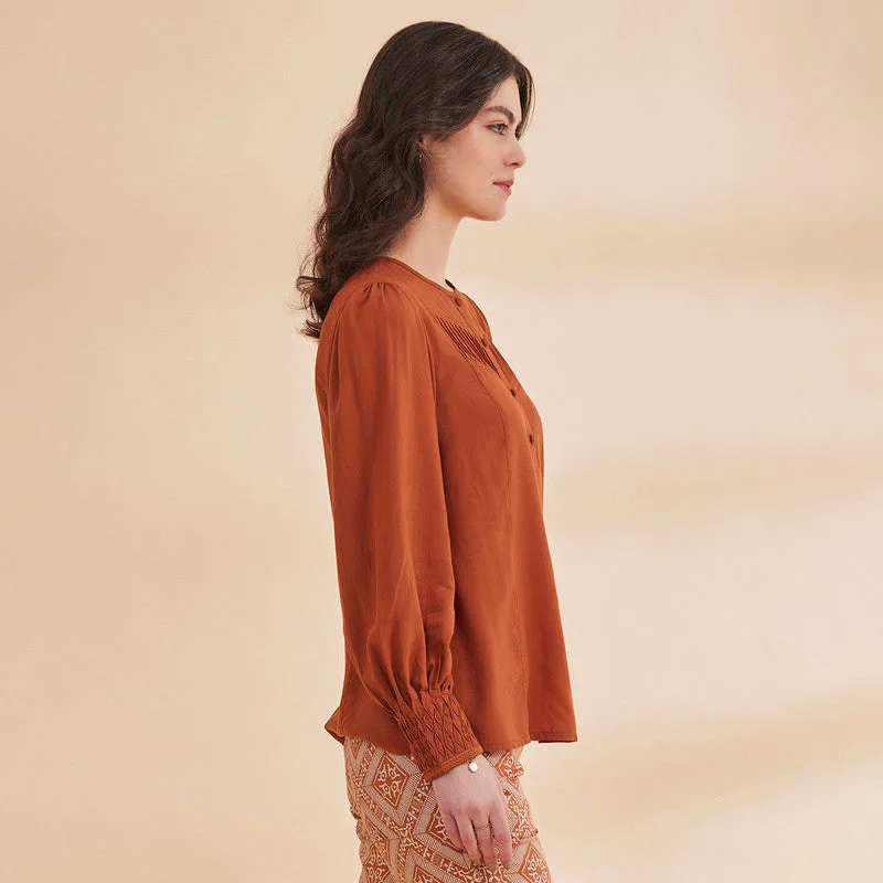 Bamboo Bemberg Top for Women | Rust | Full Sleeves