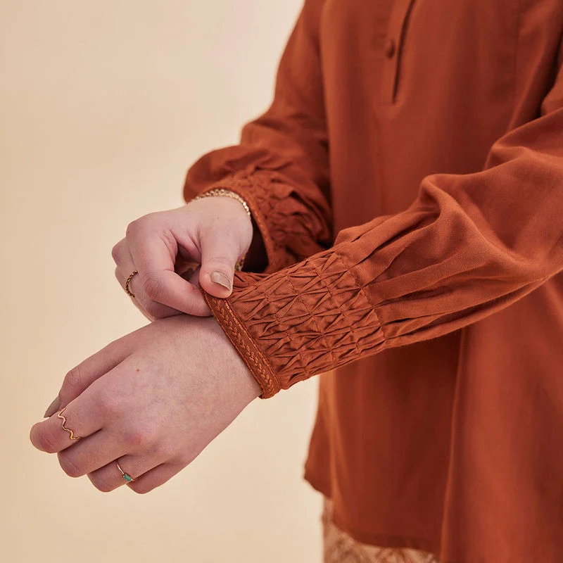 Bamboo Bemberg Top for Women | Rust | Full Sleeves