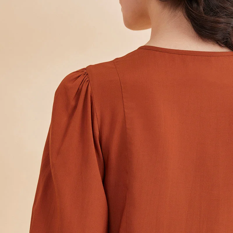 Bamboo Bemberg Top for Women | Rust | Full Sleeves