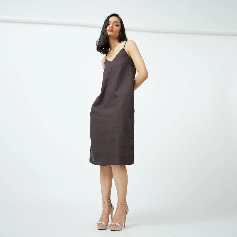 Cotton Tencel Slip Dress | Brown