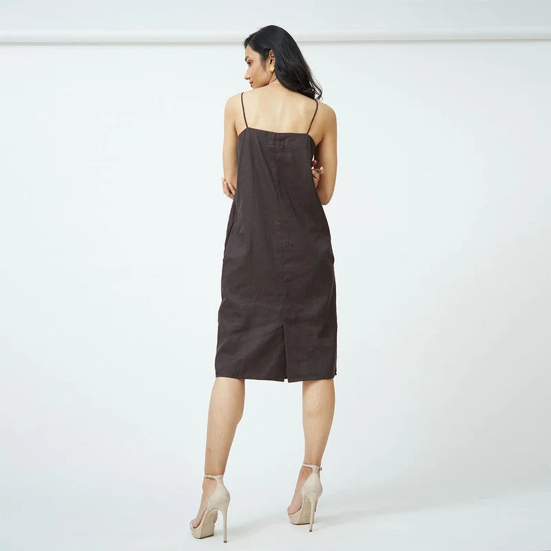 Cotton Tencel Slip Dress | Brown