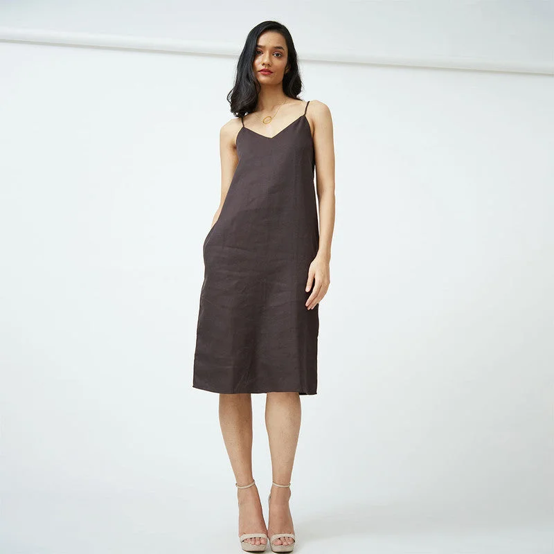 Cotton Tencel Slip Dress | Brown