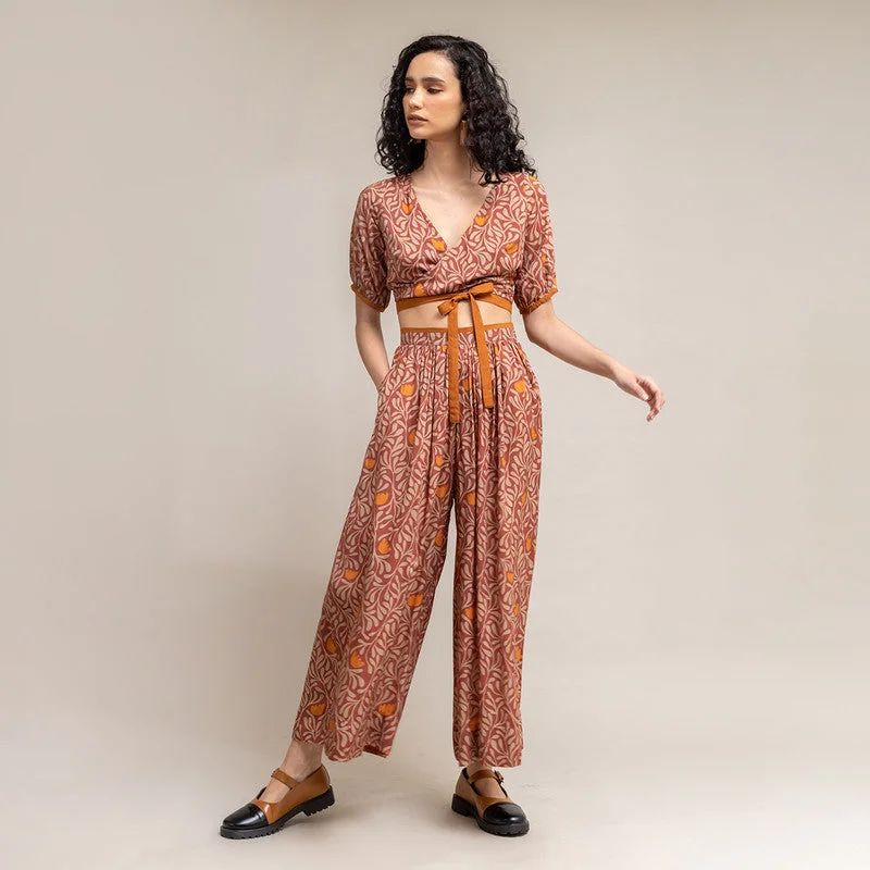 Modal Fabric | Printed Trouser | Rust