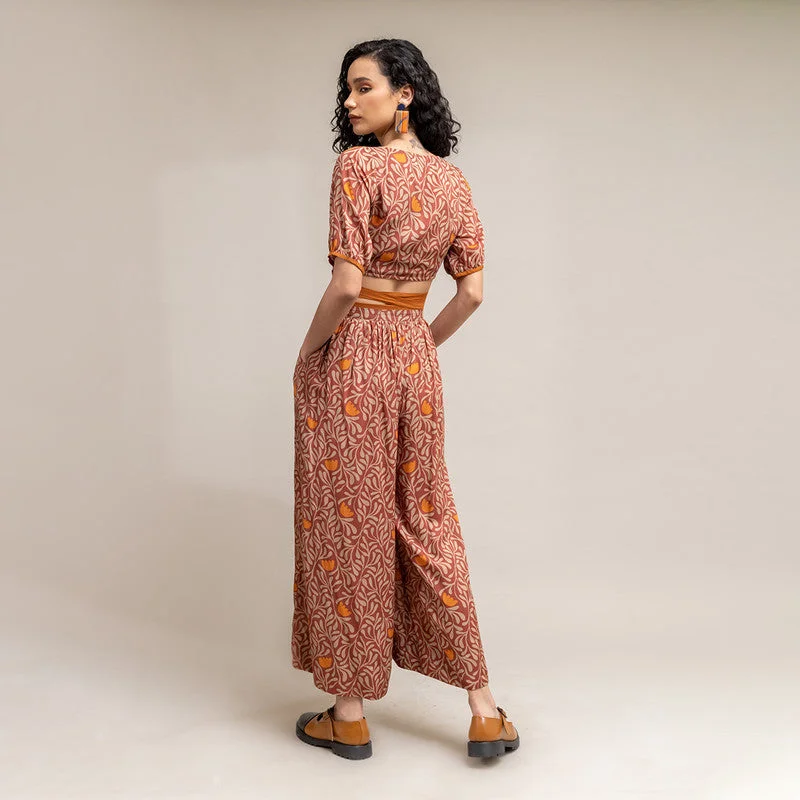 Modal Fabric | Printed Trouser | Rust