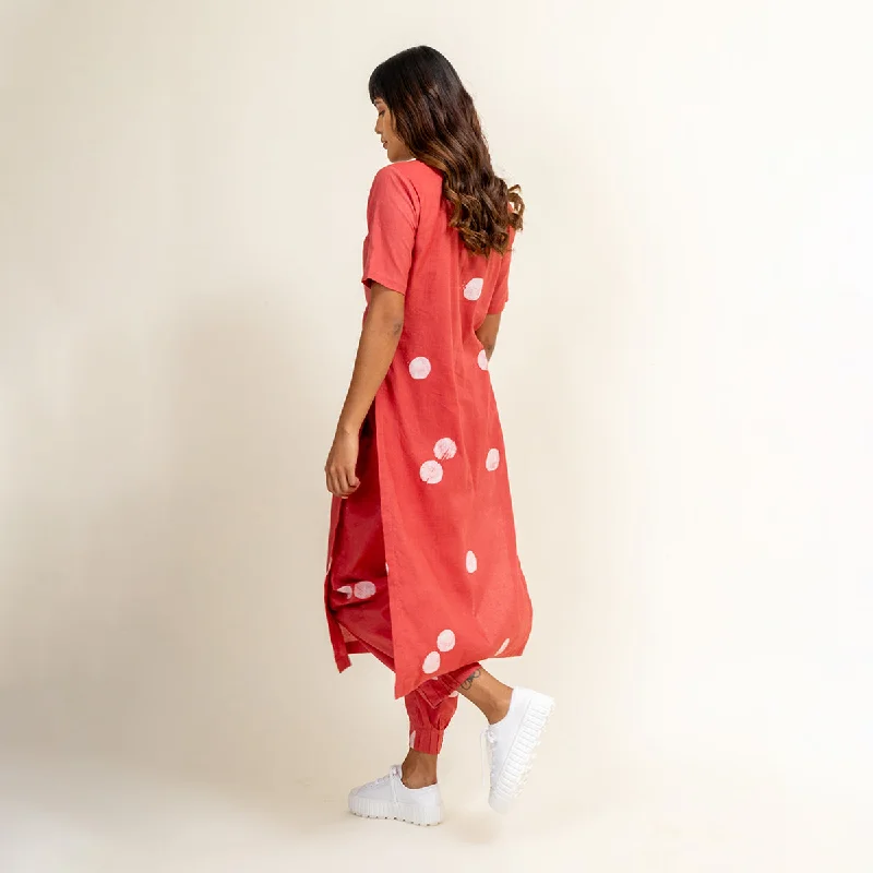 Red Co-Ord Set For Women | Upcycled Cotton | Batik Print