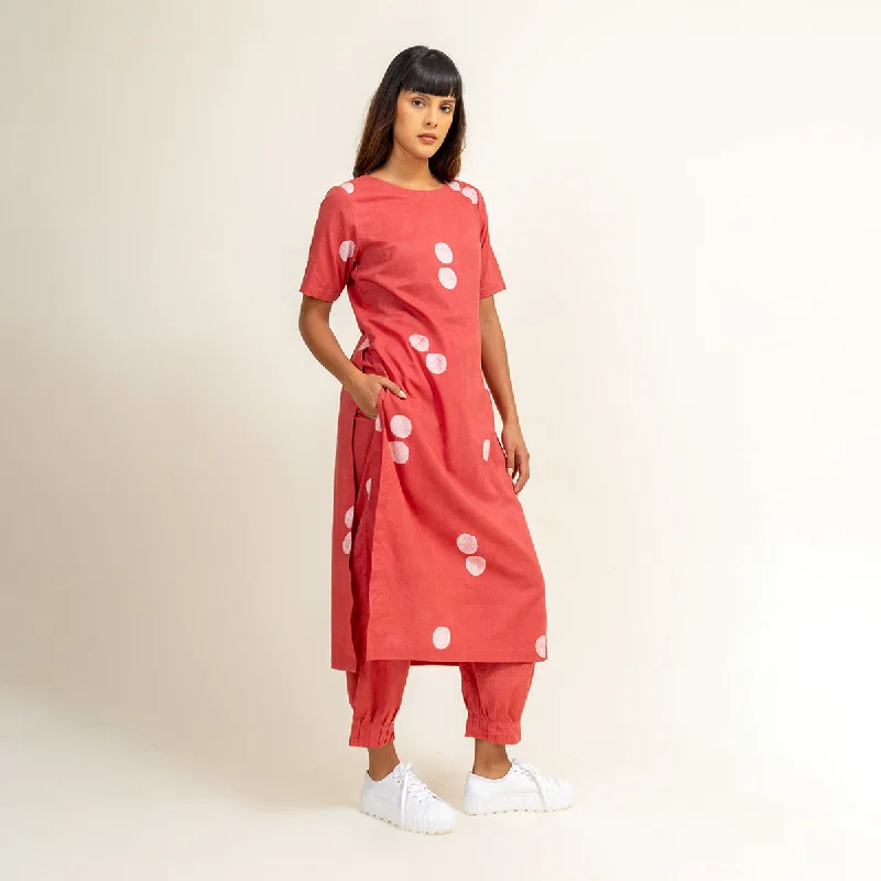 Red Co-Ord Set For Women | Upcycled Cotton | Batik Print