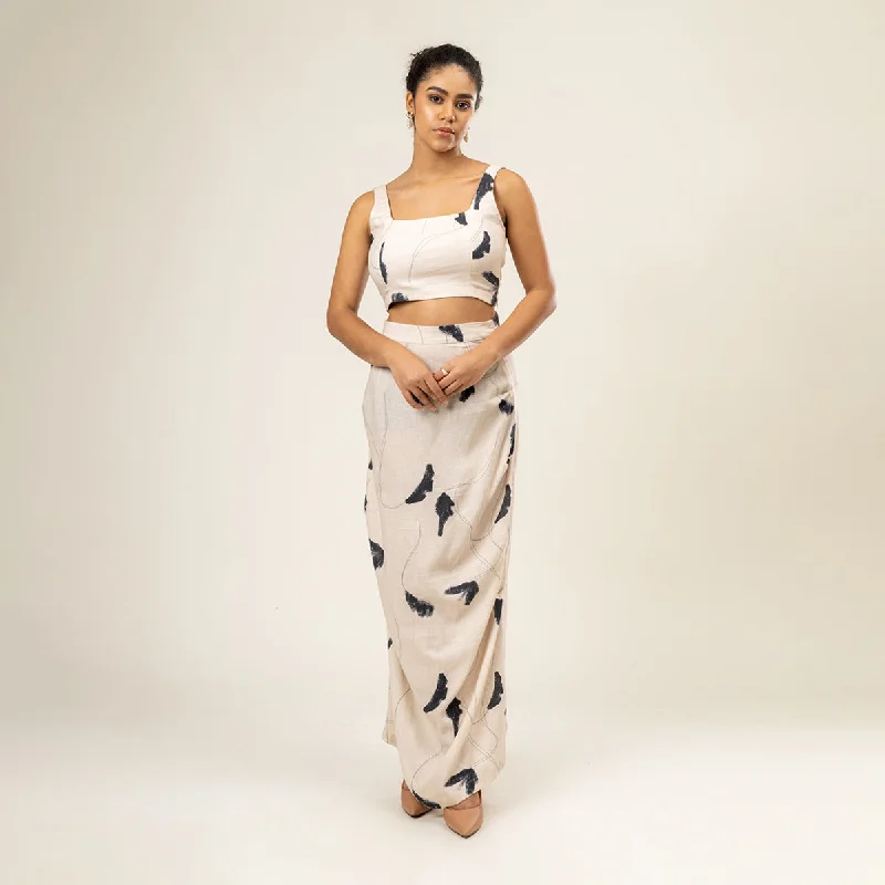 Upcycled Cotton Co-Ord Set for Women | Printed | Off-White