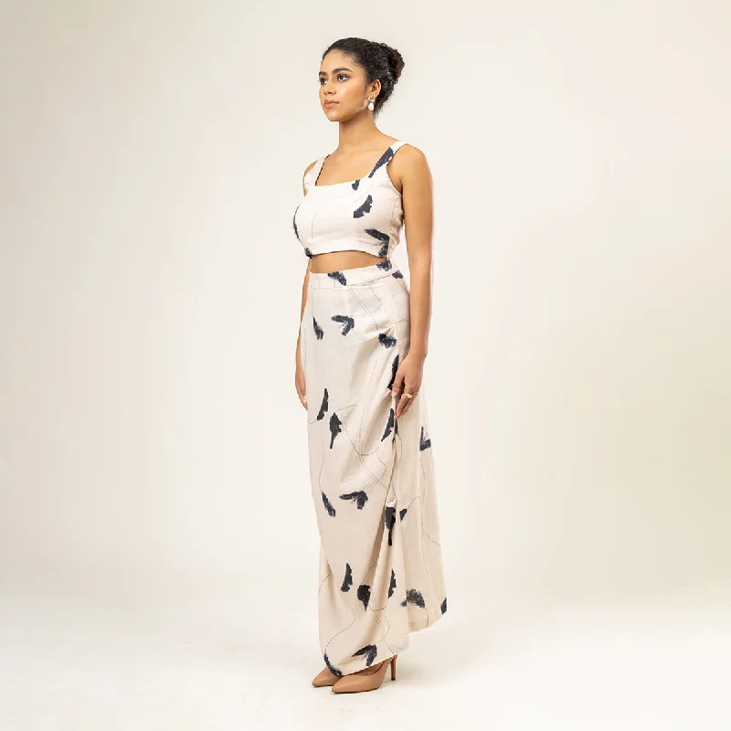 Upcycled Cotton Co-Ord Set for Women | Printed | Off-White