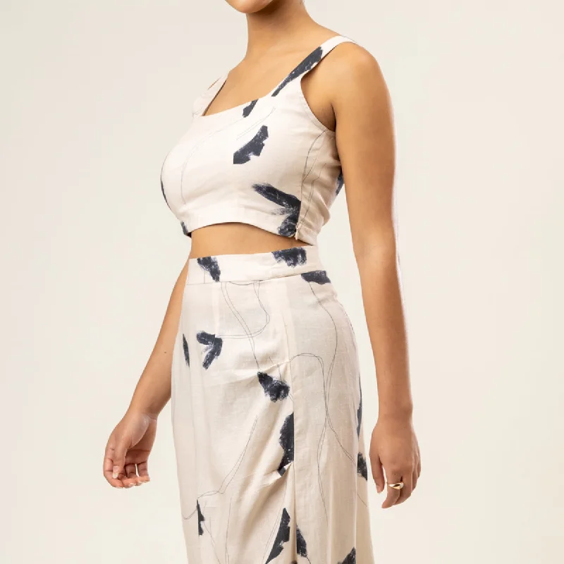 Upcycled Cotton Co-Ord Set for Women | Printed | Off-White