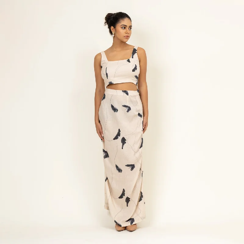 Upcycled Cotton Co-Ord Set for Women | Printed | Off-White