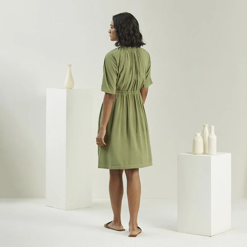 Women Dress | Flared Dress | Rayon EcoVero | Olive Green