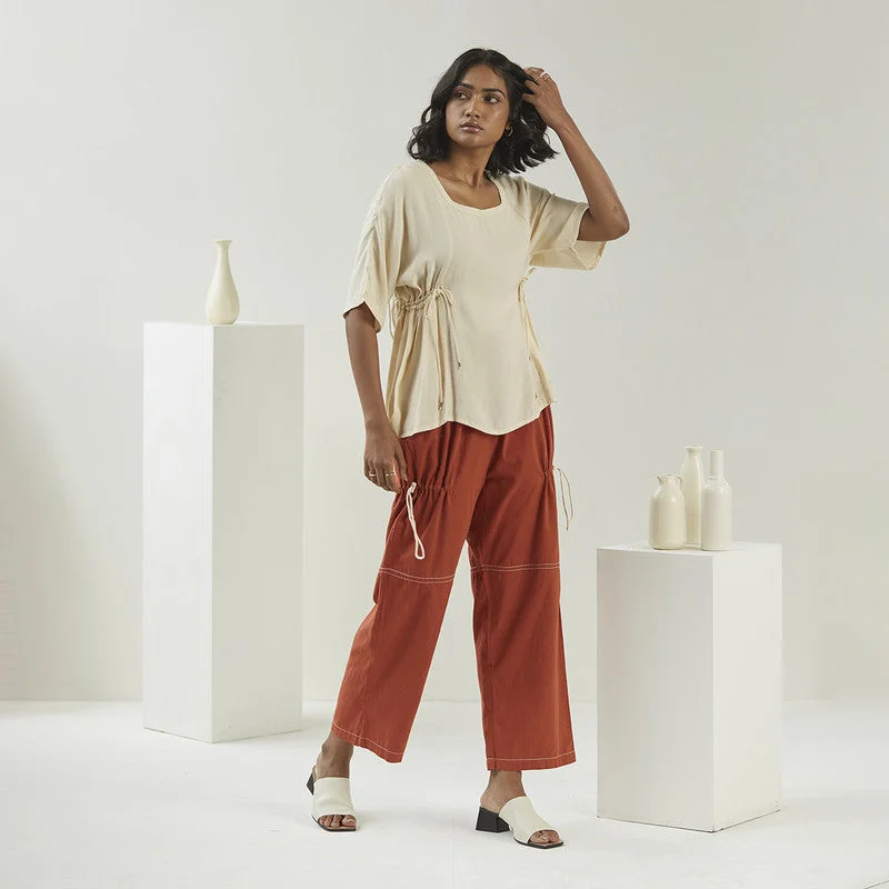 Women Top | Corn Fibre Fabric | Drawstring Tie-Up | Beige