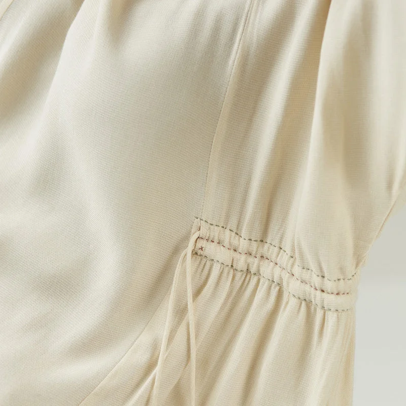 Women Top | Corn Fibre Fabric | Drawstring Tie-Up | Beige