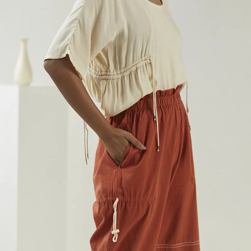 Women Top | Corn Fibre Fabric | Drawstring Tie-Up | Beige