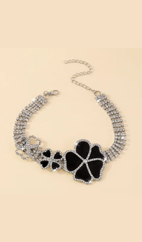 GEOMETRIC FLOWER RHINESTONE CHOKER