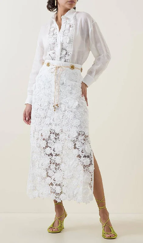 IVORY FLOWER LACE TWO PIECES SUIT